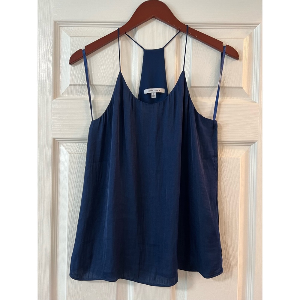 Naked Zebra racer back navy blue tank top